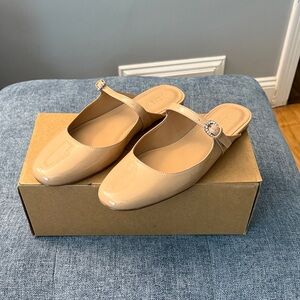 J. Crew Beige Patent Leather Mules